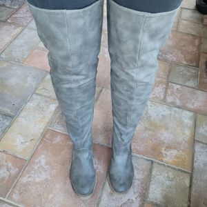 Thigh high distressed boots gray size 7